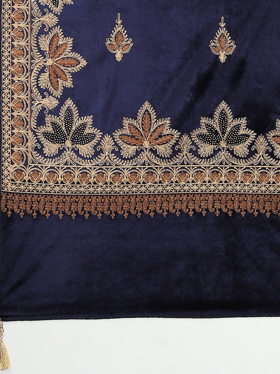 Women Navy Blue Self Design Stole