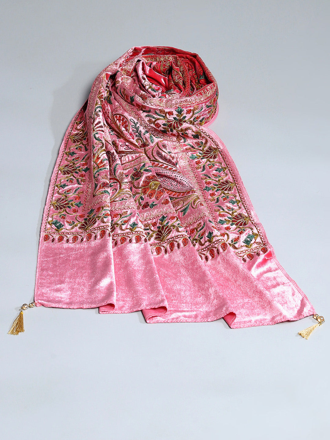 Women Pink Self Design Stole