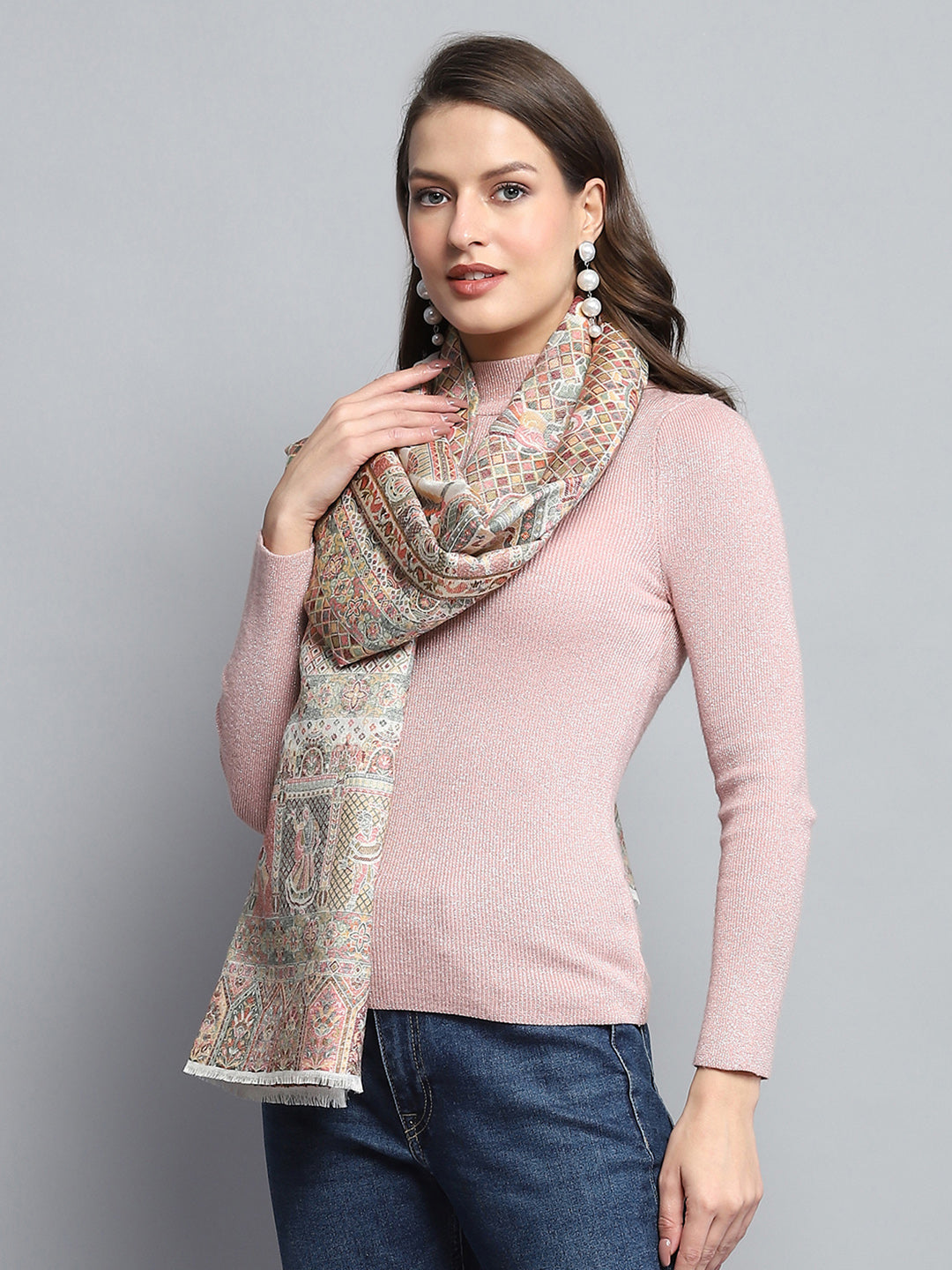 Women Multicolor Self Design Stole