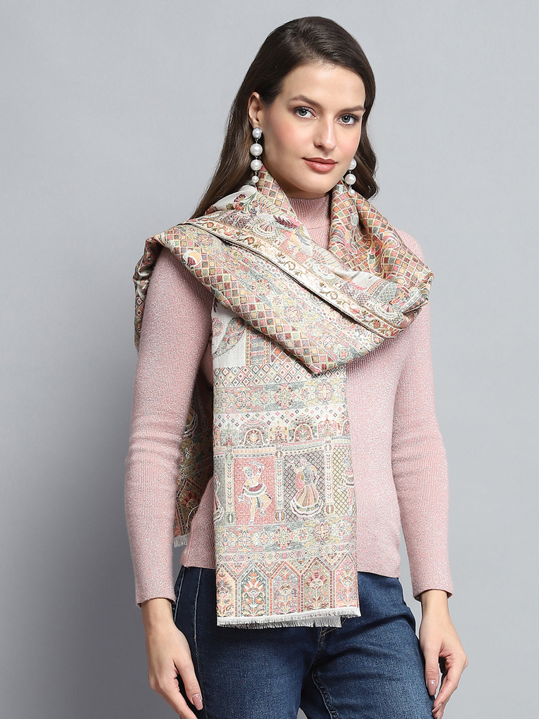 Women Multicolor Self Design Stole