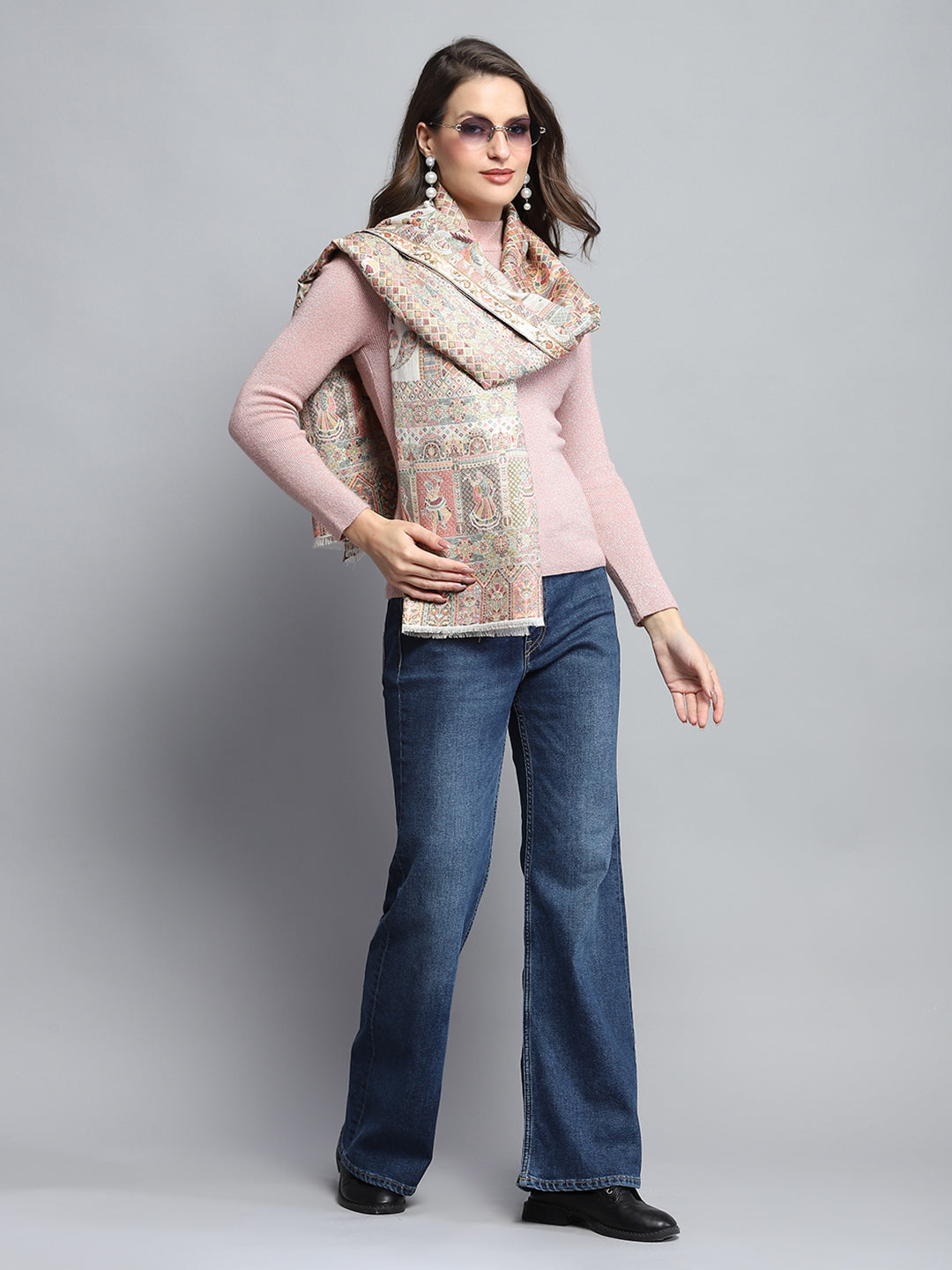 Women Multicolor Self Design Stole