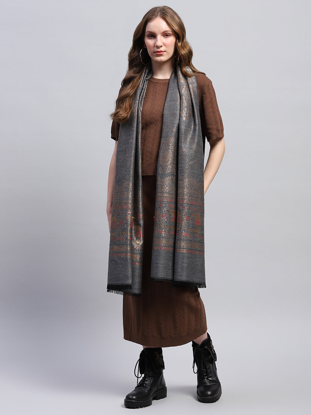 Women Multicolor Self Design Stole