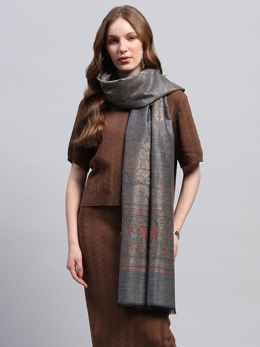 Women Multicolor Self Design Stole