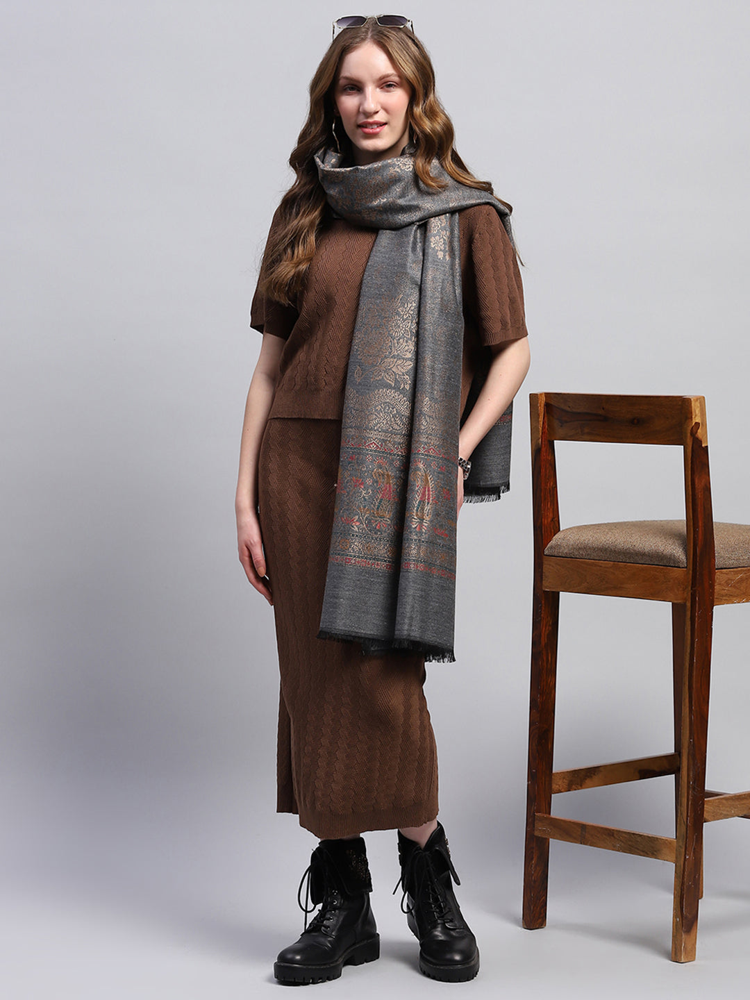 Women Multicolor Self Design Stole