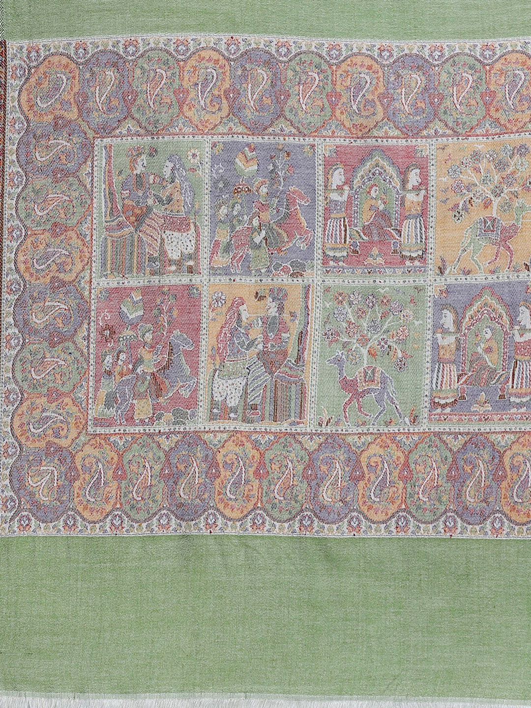 Women Green Self Design Stole