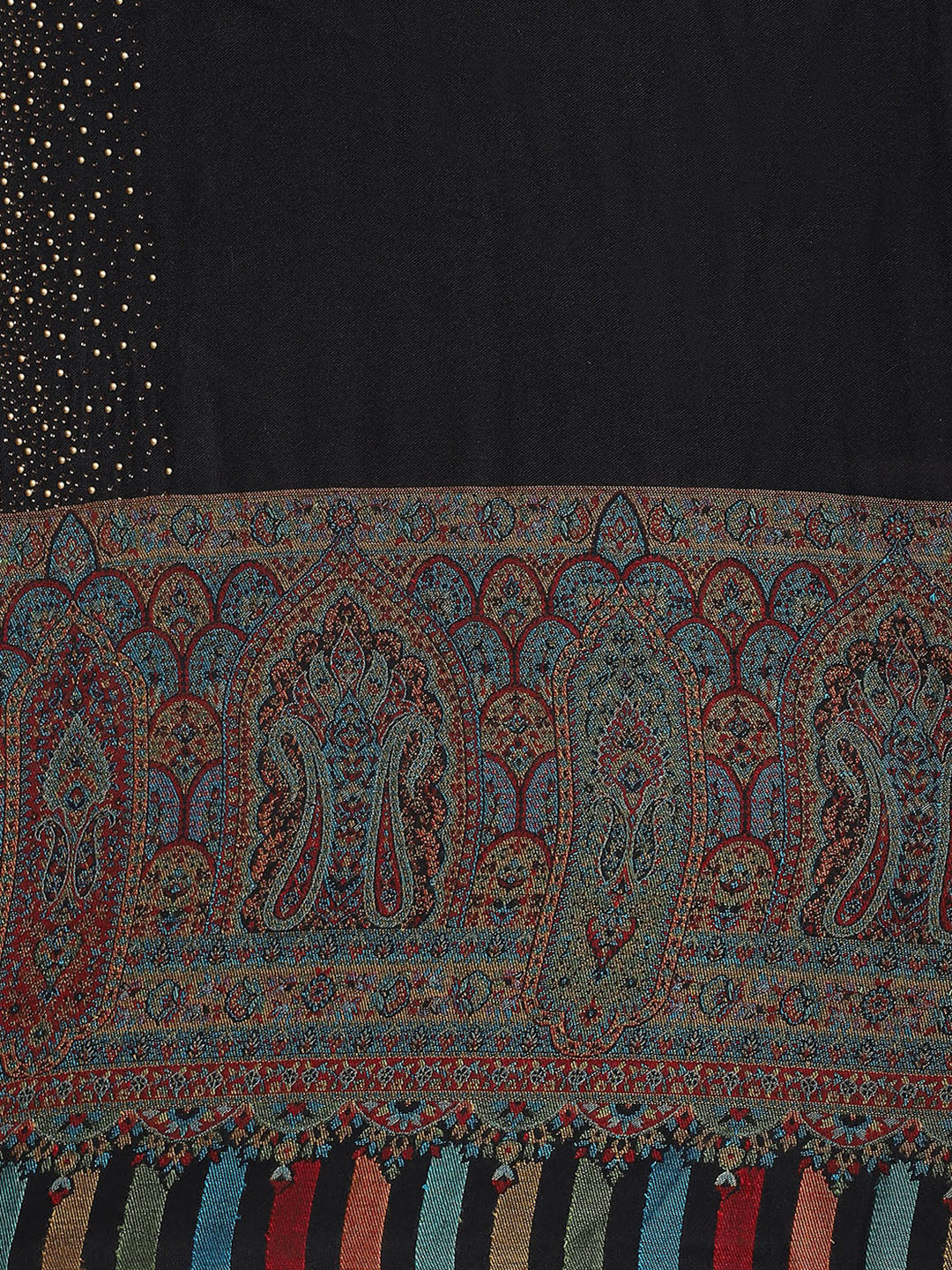 Women Black Self Design Stole