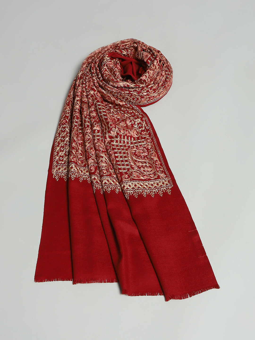 Women Maroon Self Design Stole
