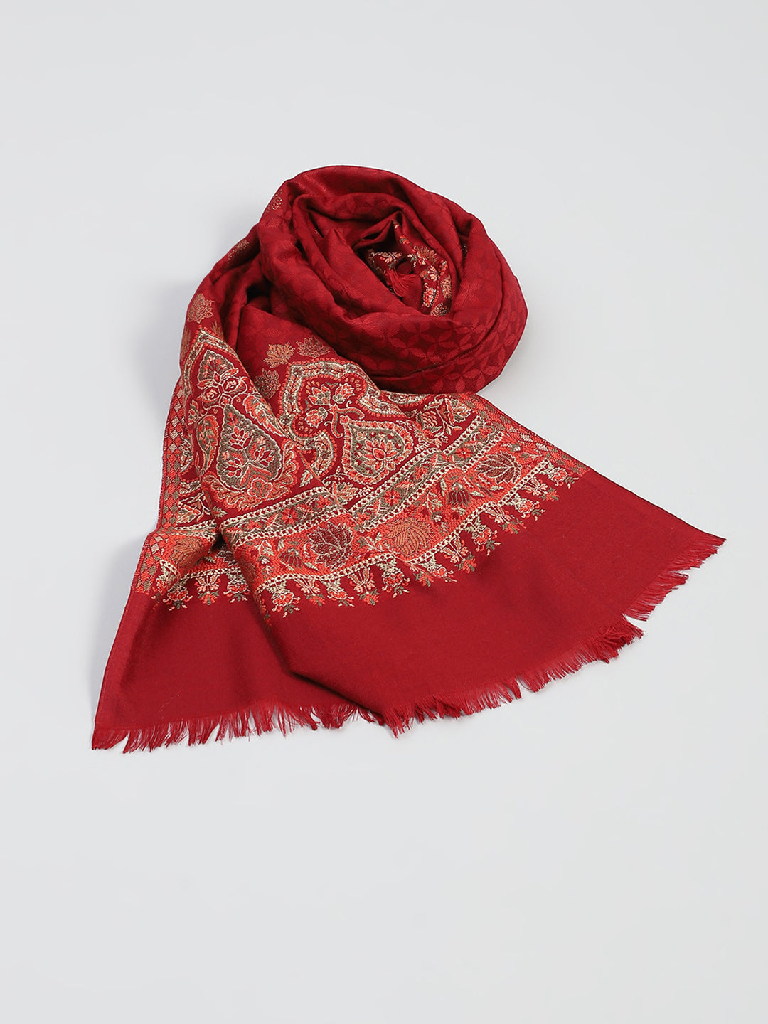Women Maroon Self Design Stole