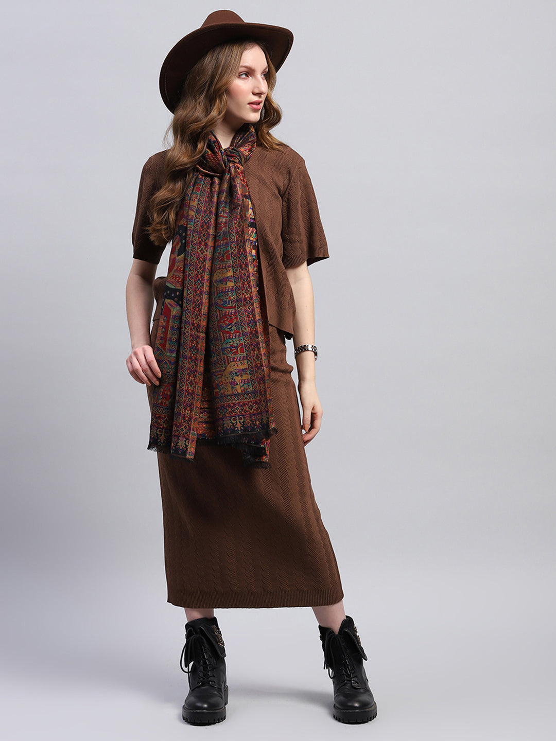 Women Multicolor Self Design Stole