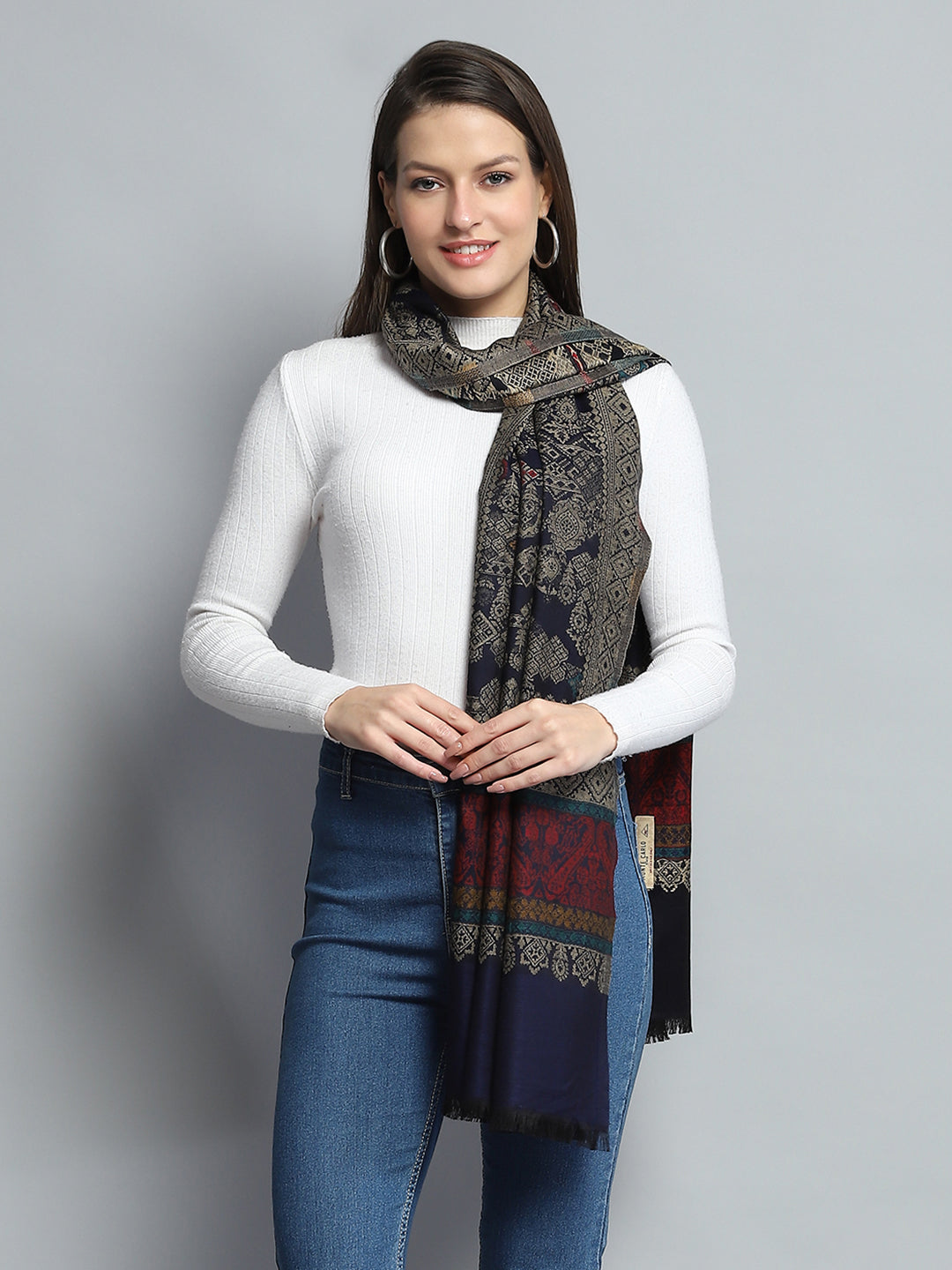 Women Multicolor Self Design Stole