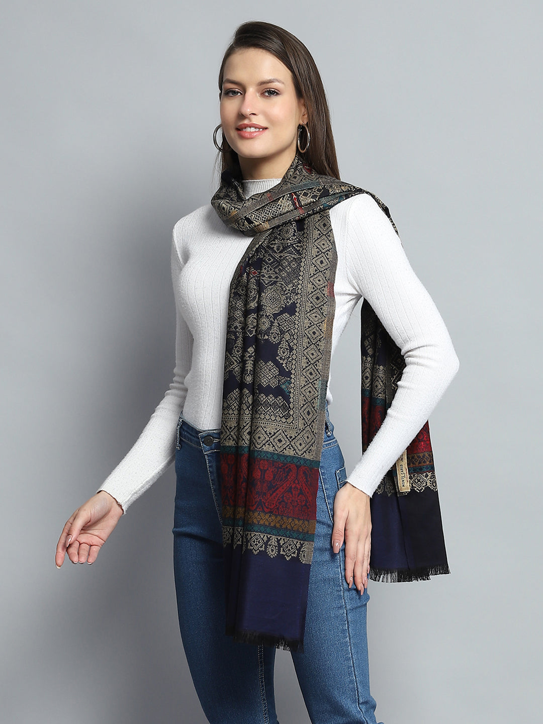 Women Multicolor Self Design Stole