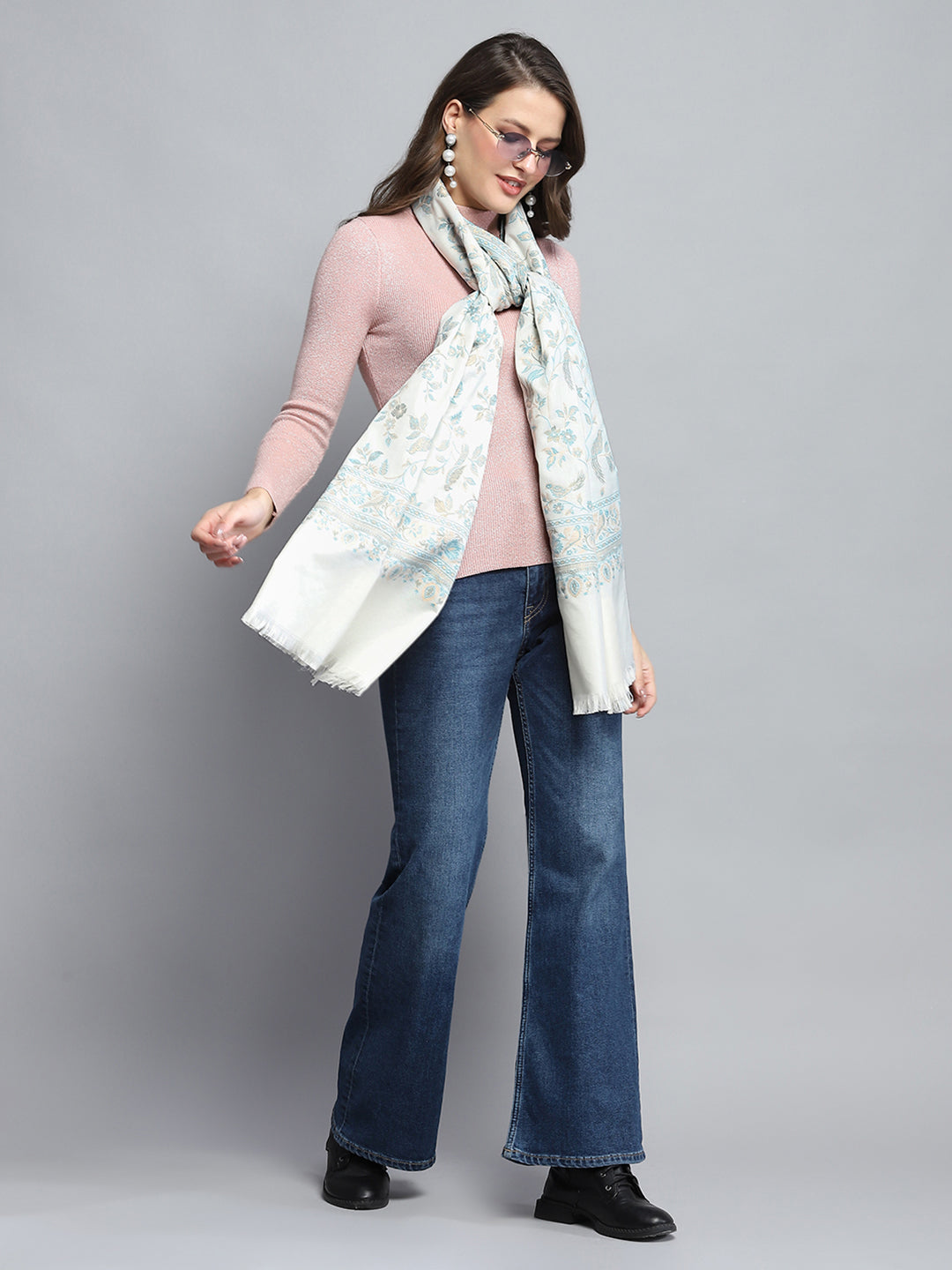 Women Multicolor Self Design Stole