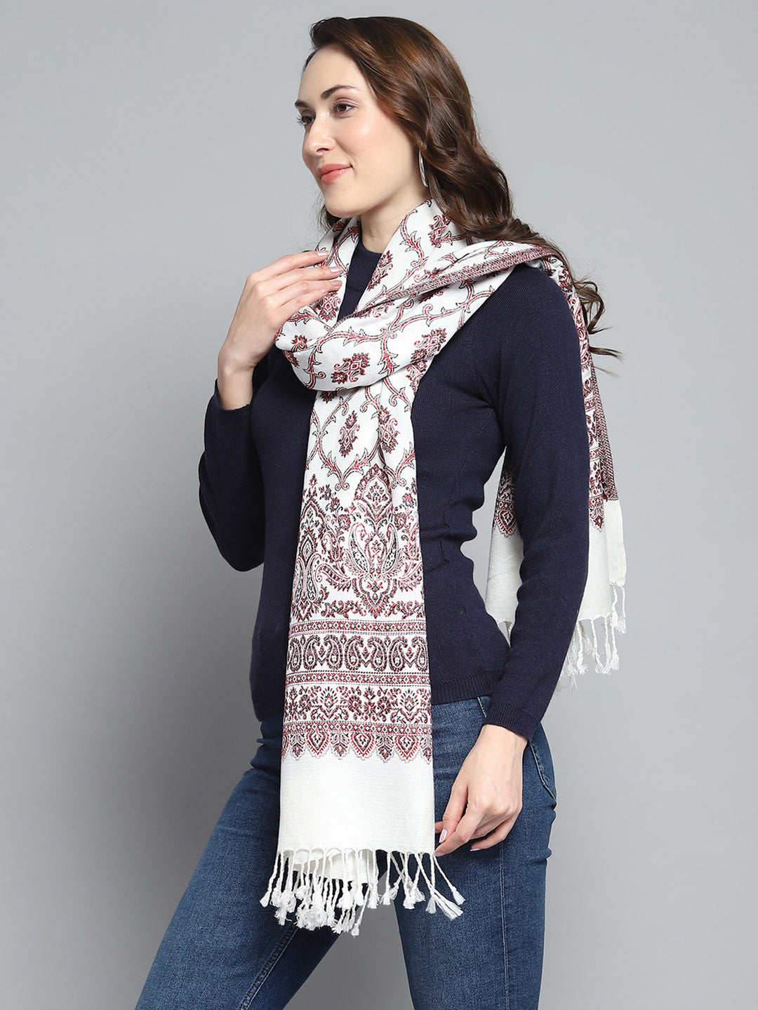 Women Multicolor Self Design Stole