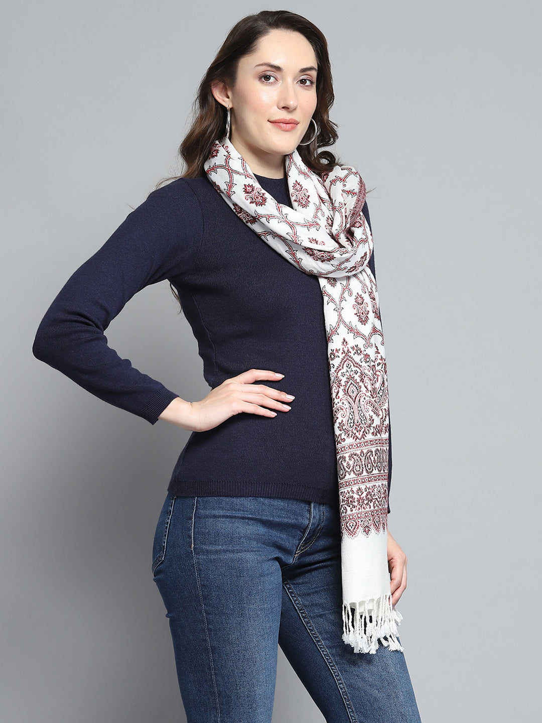 Women Multicolor Self Design Stole