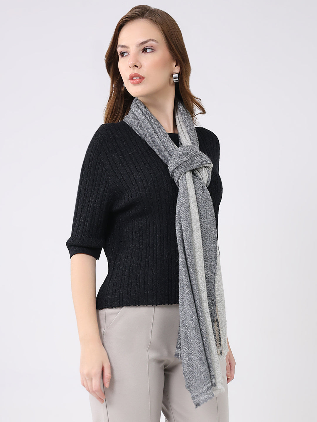 Women Multicolor Self Design Wool Stole