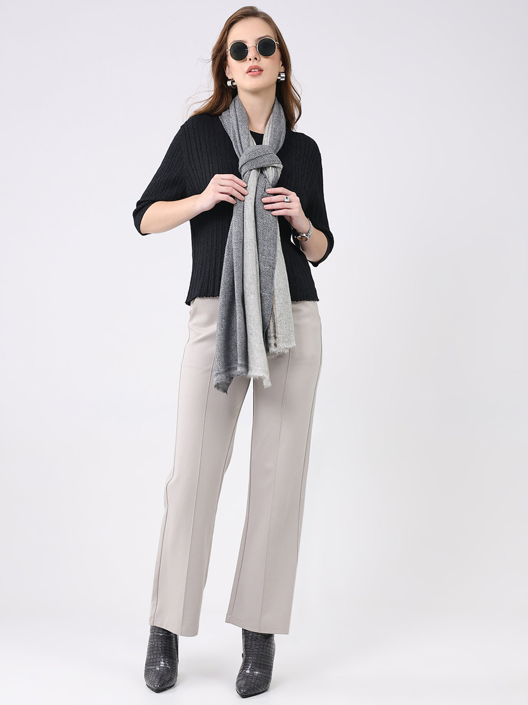 Women Multicolor Self Design Wool Stole