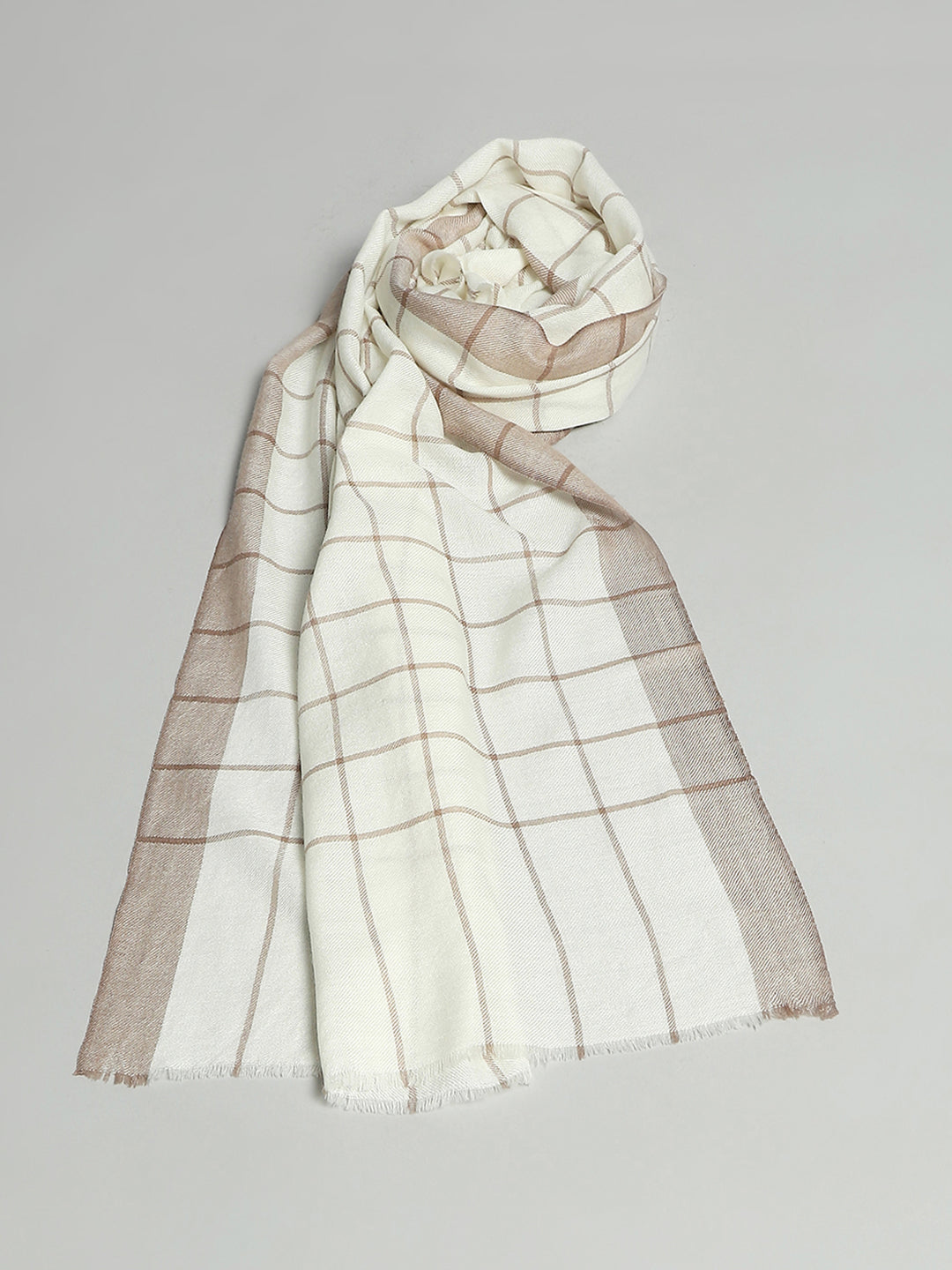 Women White Self Design Stole