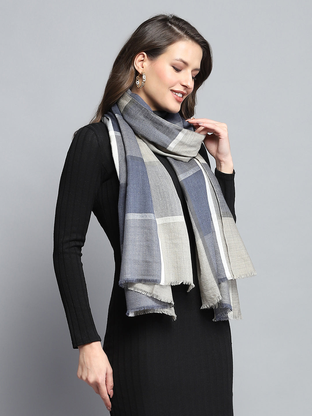 Women Beige Self Design Stole