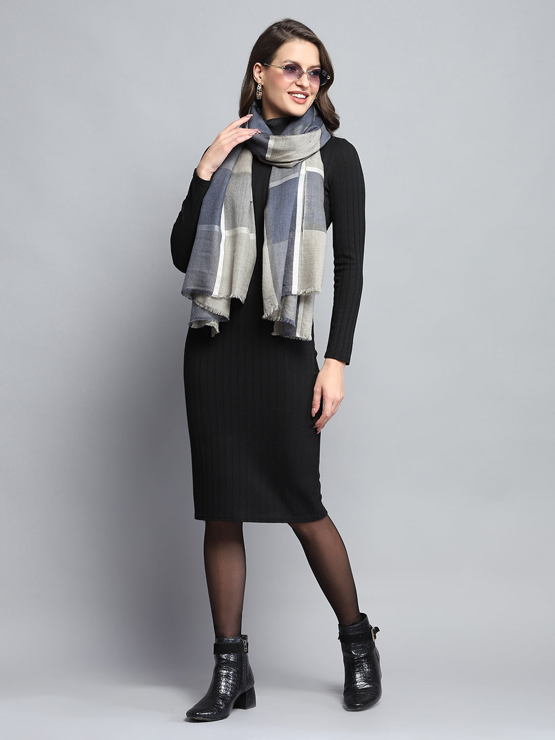 Women Beige Self Design Stole