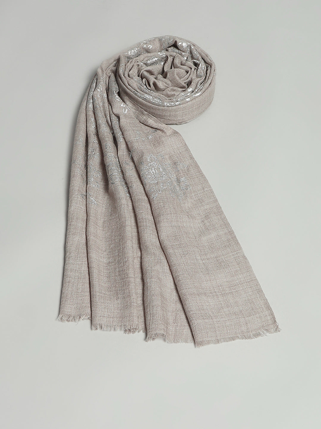 Women Beige Self Design Stole