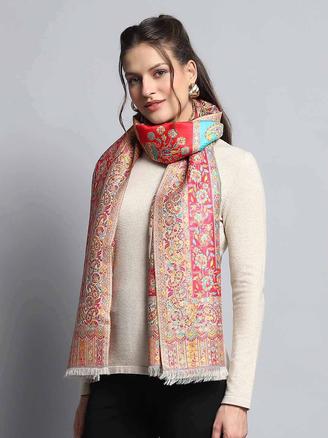 Women Multicolor Self Design Stole