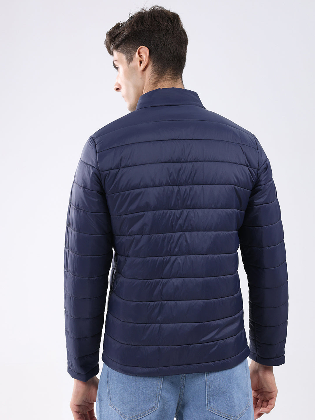 Rock.it Men Navy Blue Solid Collar Full Sleeve Jacket
