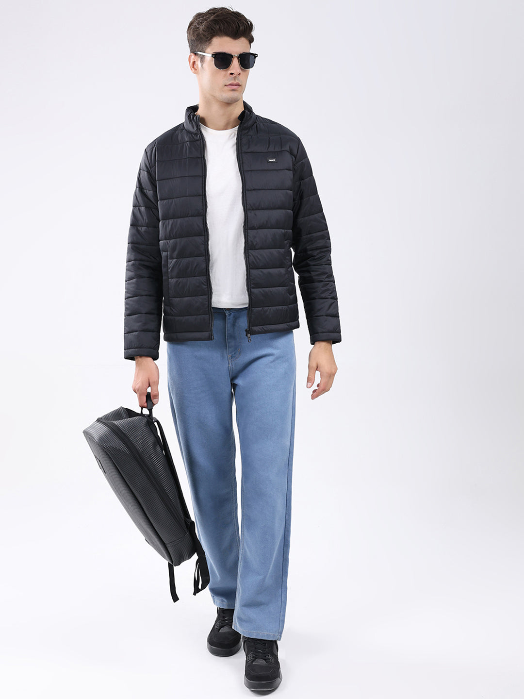 Rock.it Men Black Solid Collar Full Sleeve Jacket