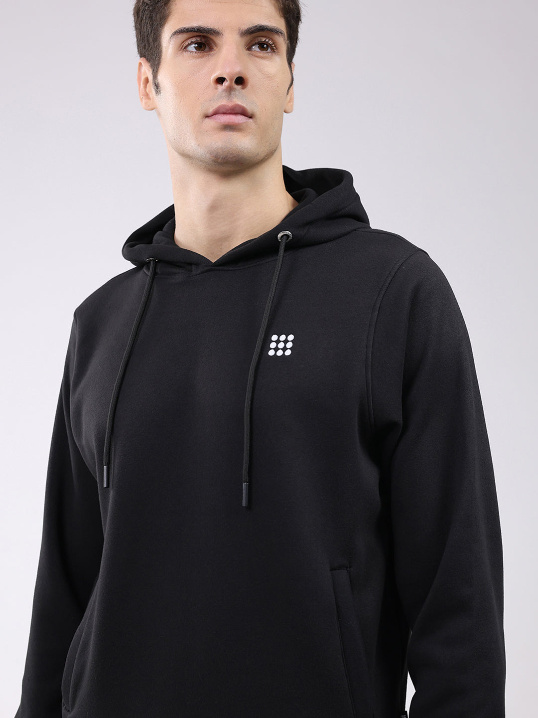Rock.it Men Black Solid Hooded Full Sleeve Sweatshirt