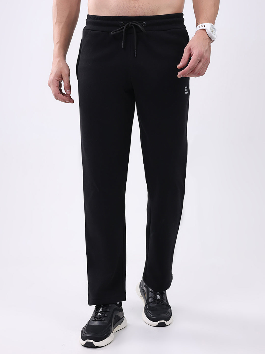 Rock.it Men Black Solid Regular Fit Winter Lower