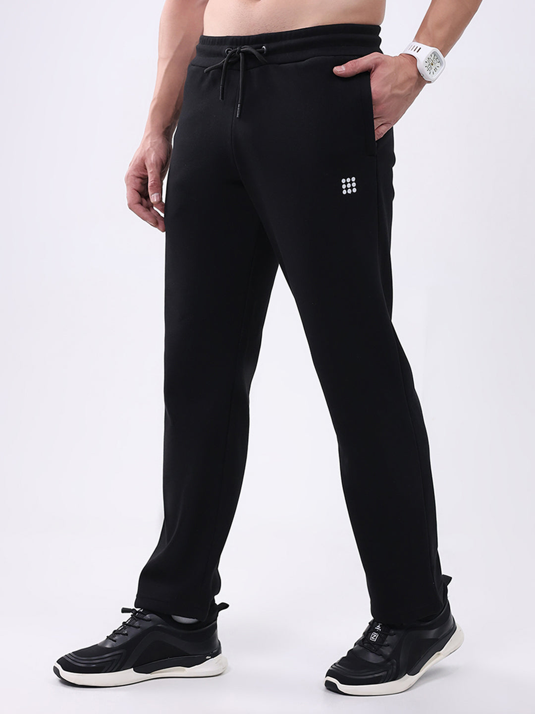 Rock.it Men Black Solid Regular Fit Winter Lower