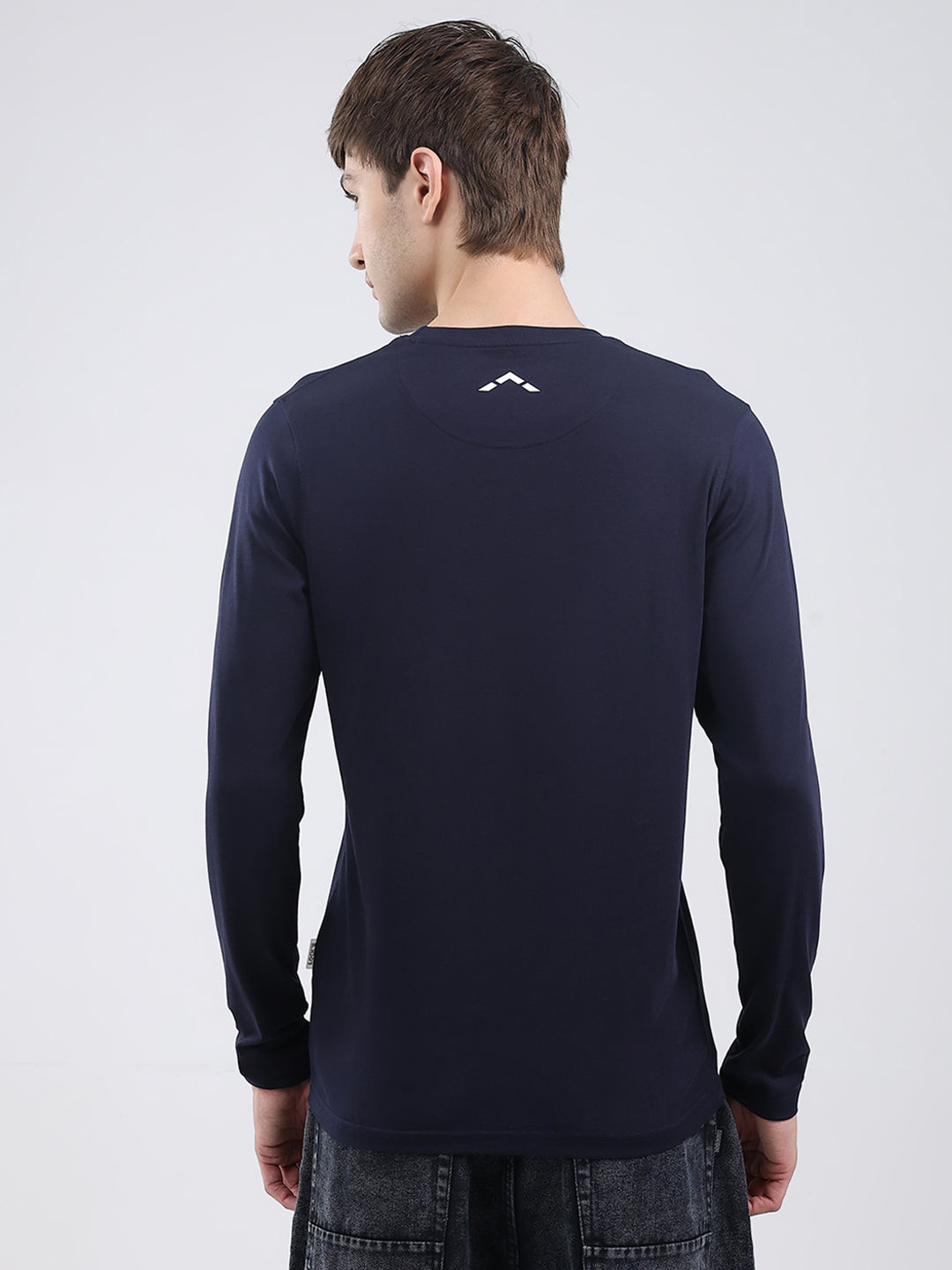 Rock.it Men Navy Blue Solid Round Neck Full Sleeve Winter T-Shirt