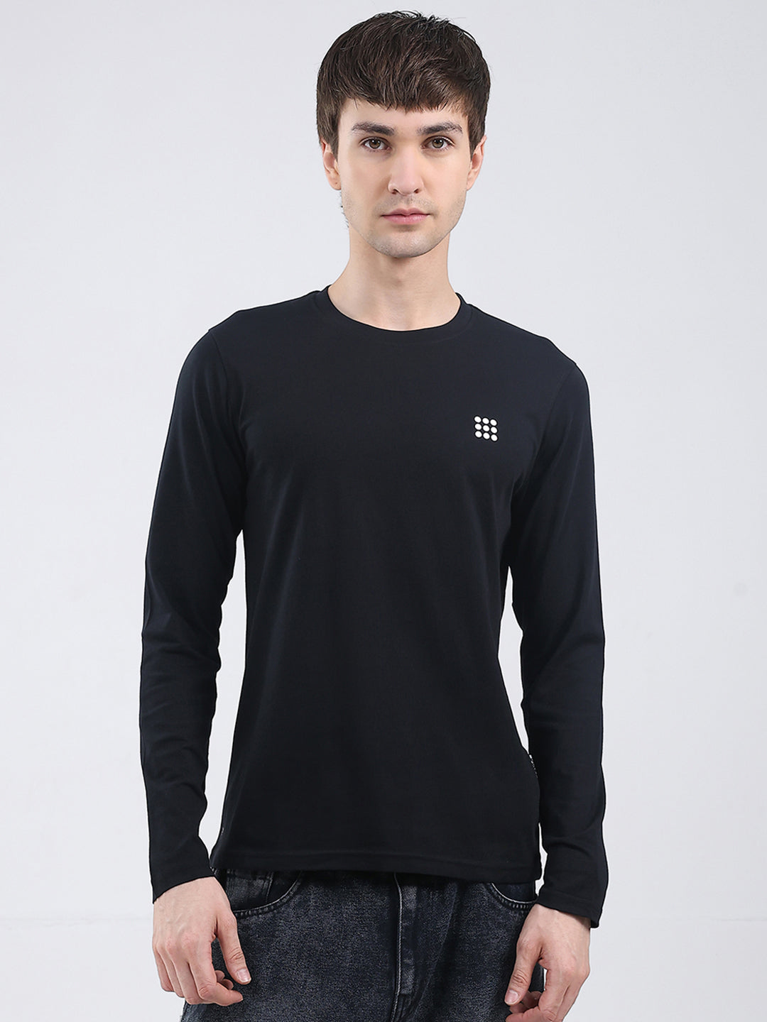 Rock.it Men Black Solid Round Neck Full Sleeve Winter T-Shirt