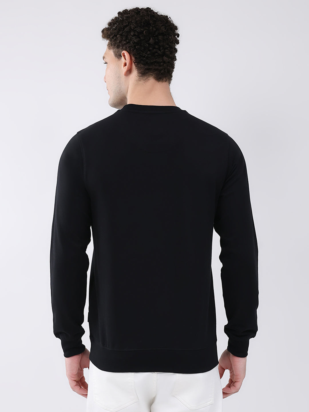 Rock.it Men Black Solid Round Neck Full Sleeve Sweatshirt