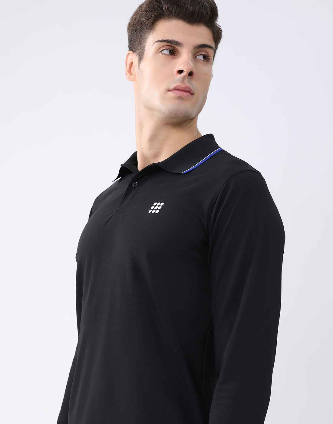 Rock.it Men Black Solid Collar Full Sleeve T-Shirt