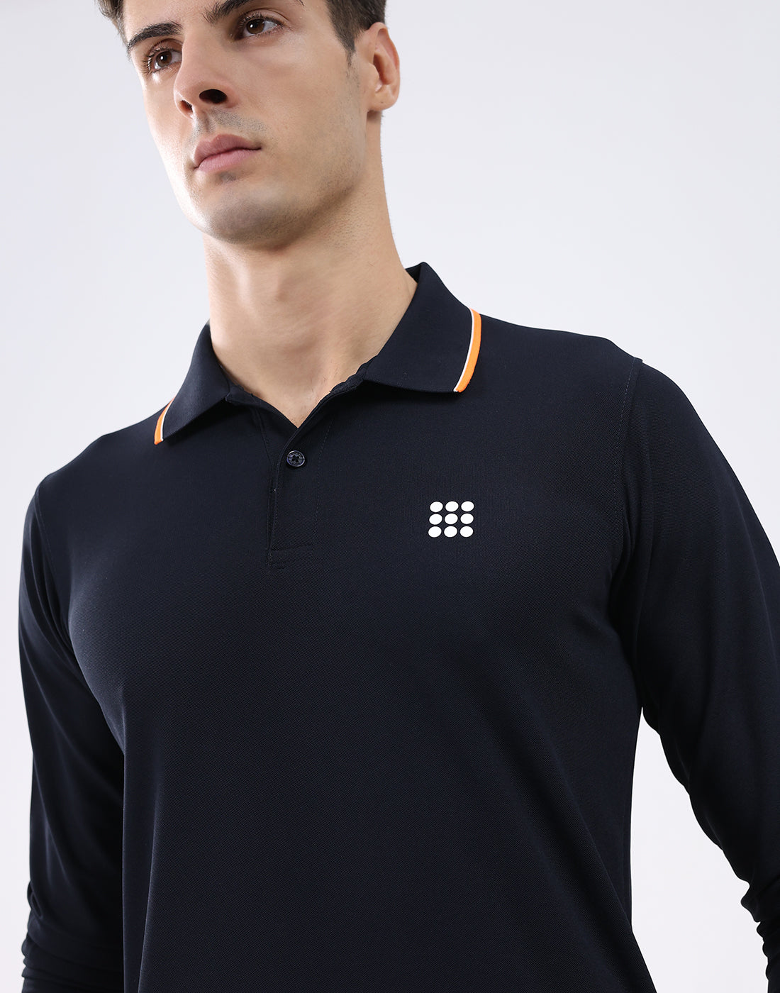 Rock.it Men Navy Blue Solid Collar Full Sleeve T-Shirt