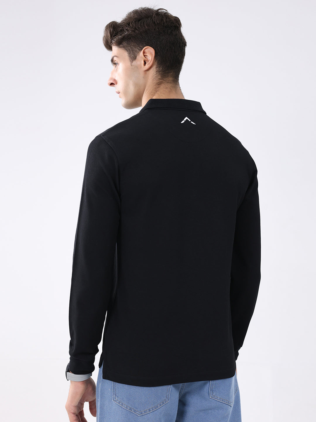 Rock.it Men Black Solid Collar Full Sleeve Winter T-Shirt