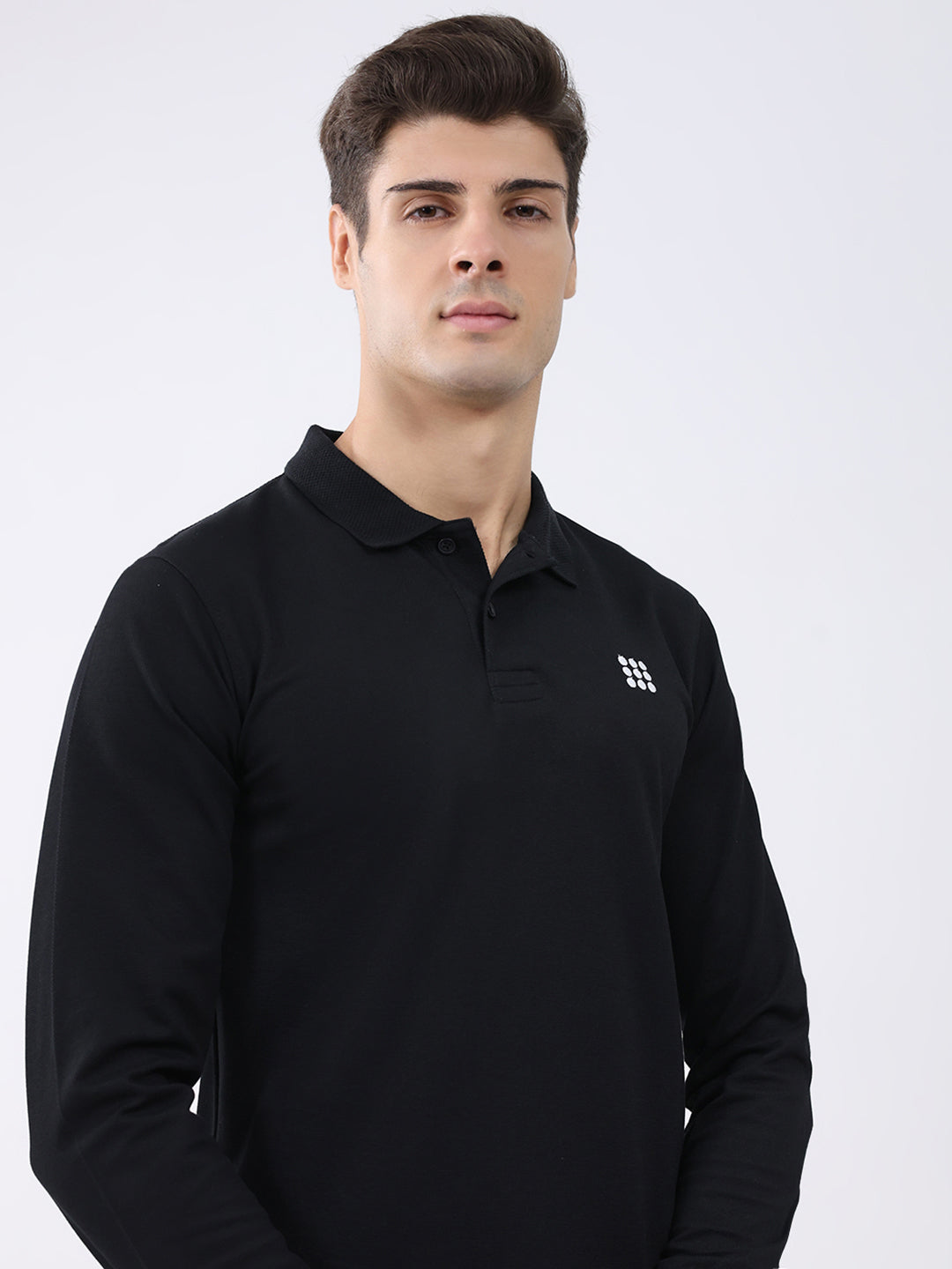 Rock.it Men Black Solid Collar Full Sleeve Winter T-Shirt