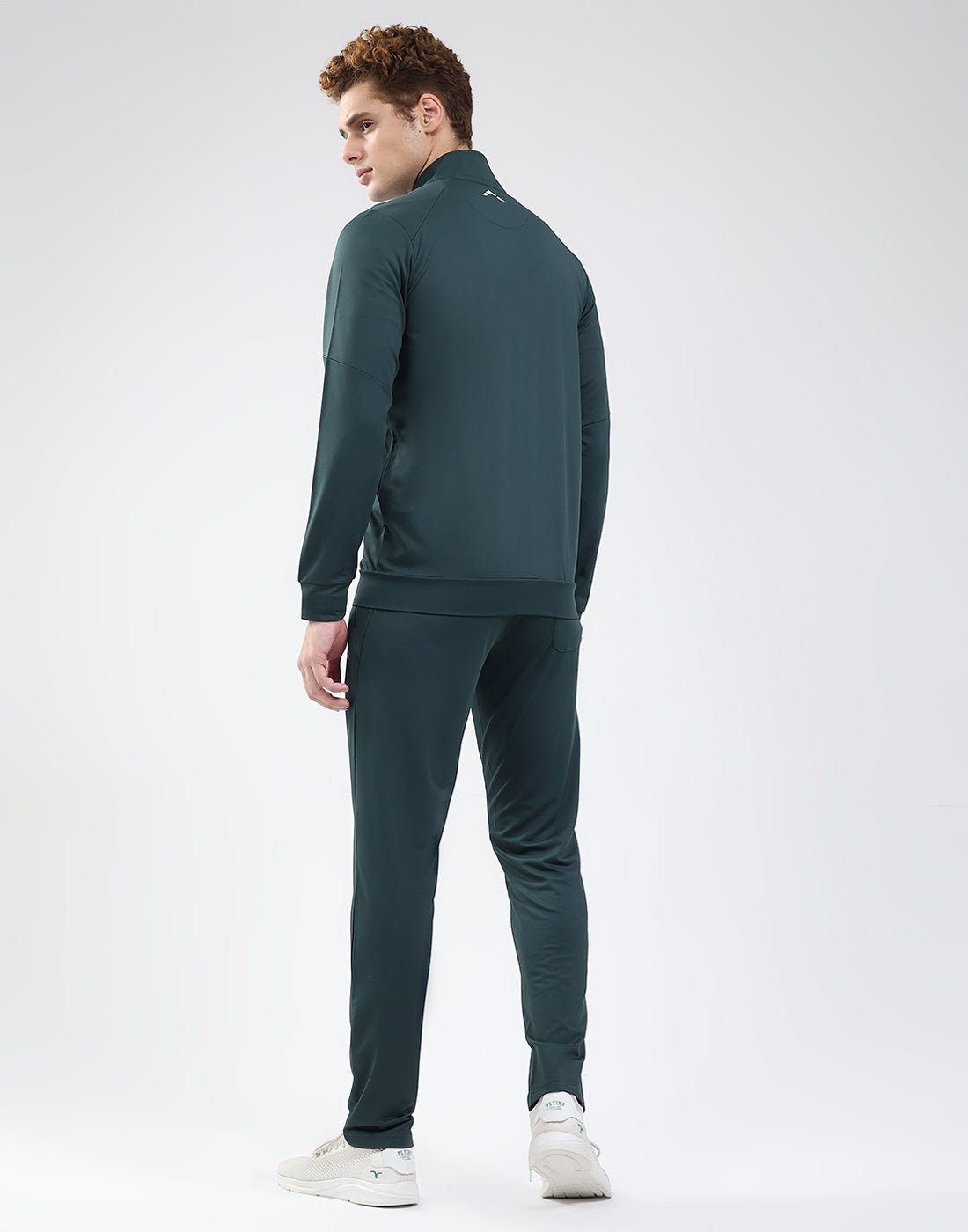 Rock.it Men Dark Green Solid Mock Neck Full Sleeve Winter Tracksuit