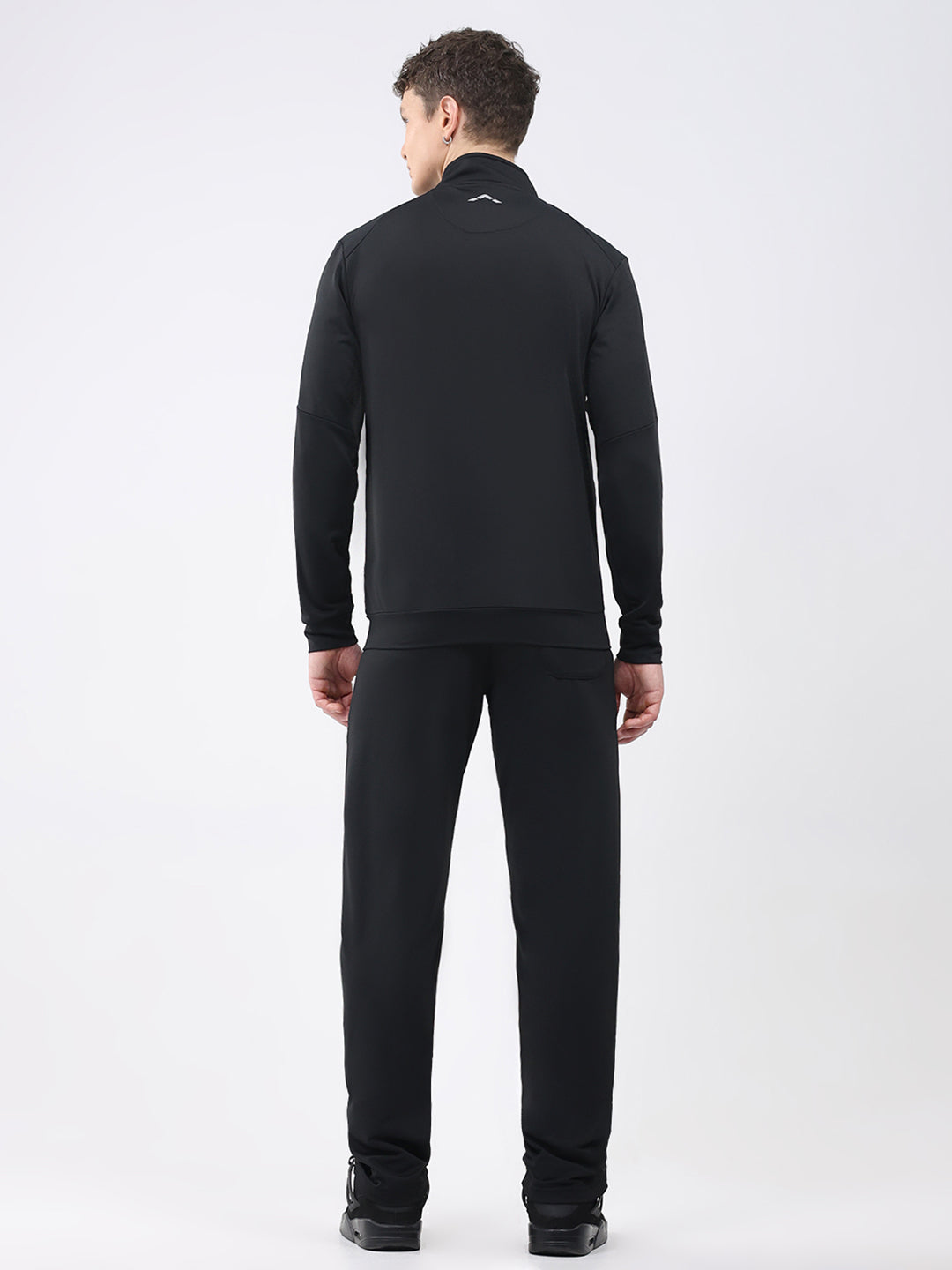 Rock.it Men Black Solid Mock Neck Full Sleeve Winter Tracksuit