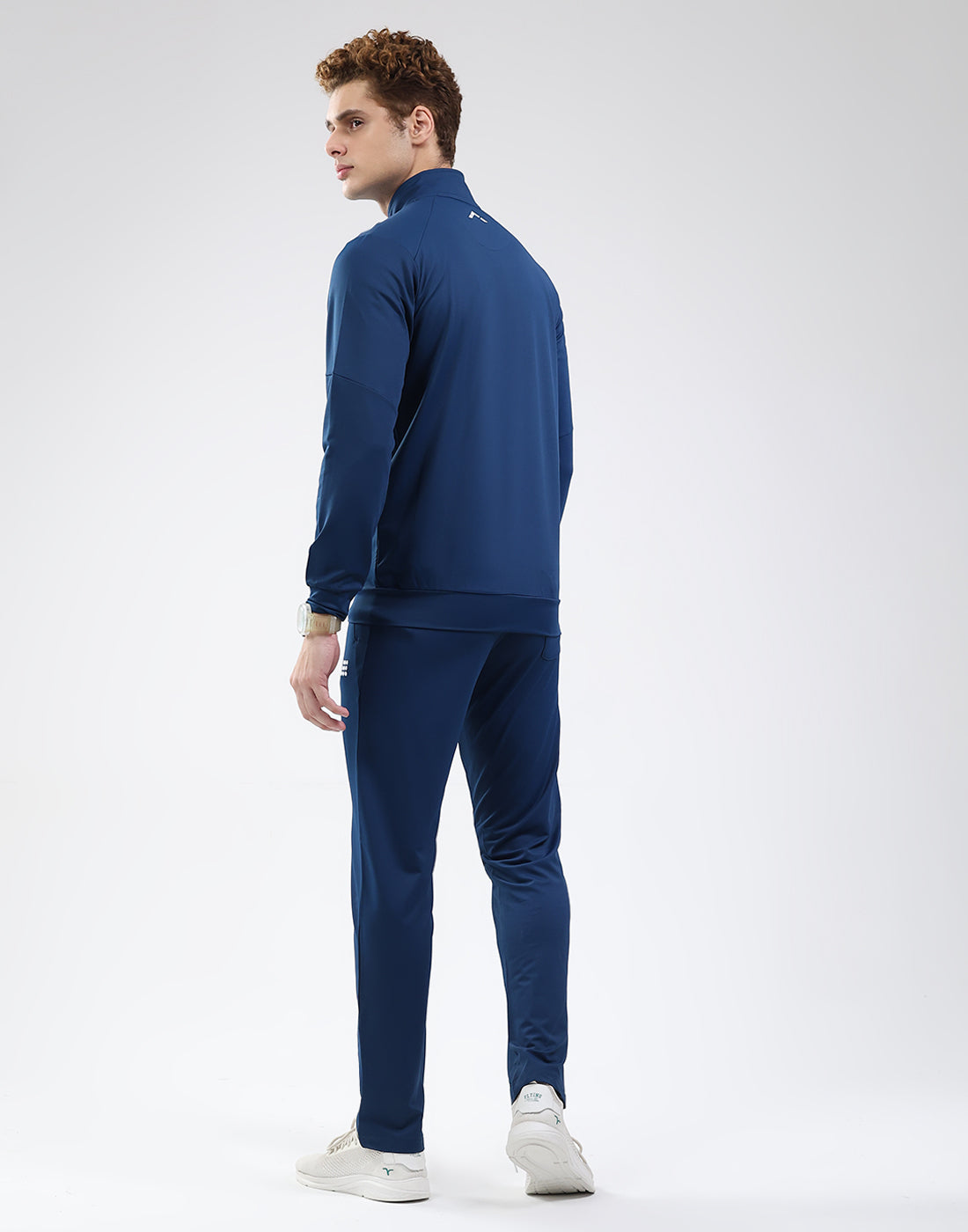 Rock.it Men Dark Blue Solid Mock Neck Full Sleeve Winter Tracksuit