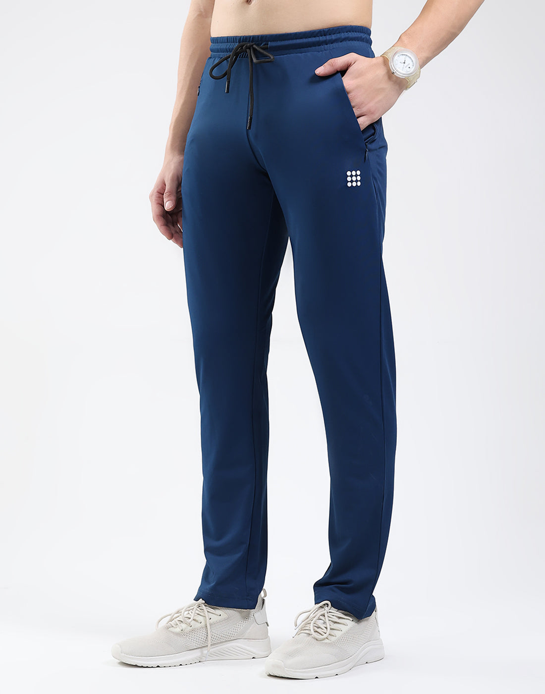 Rock.it Men Dark Blue Solid Mock Neck Full Sleeve Winter Tracksuit