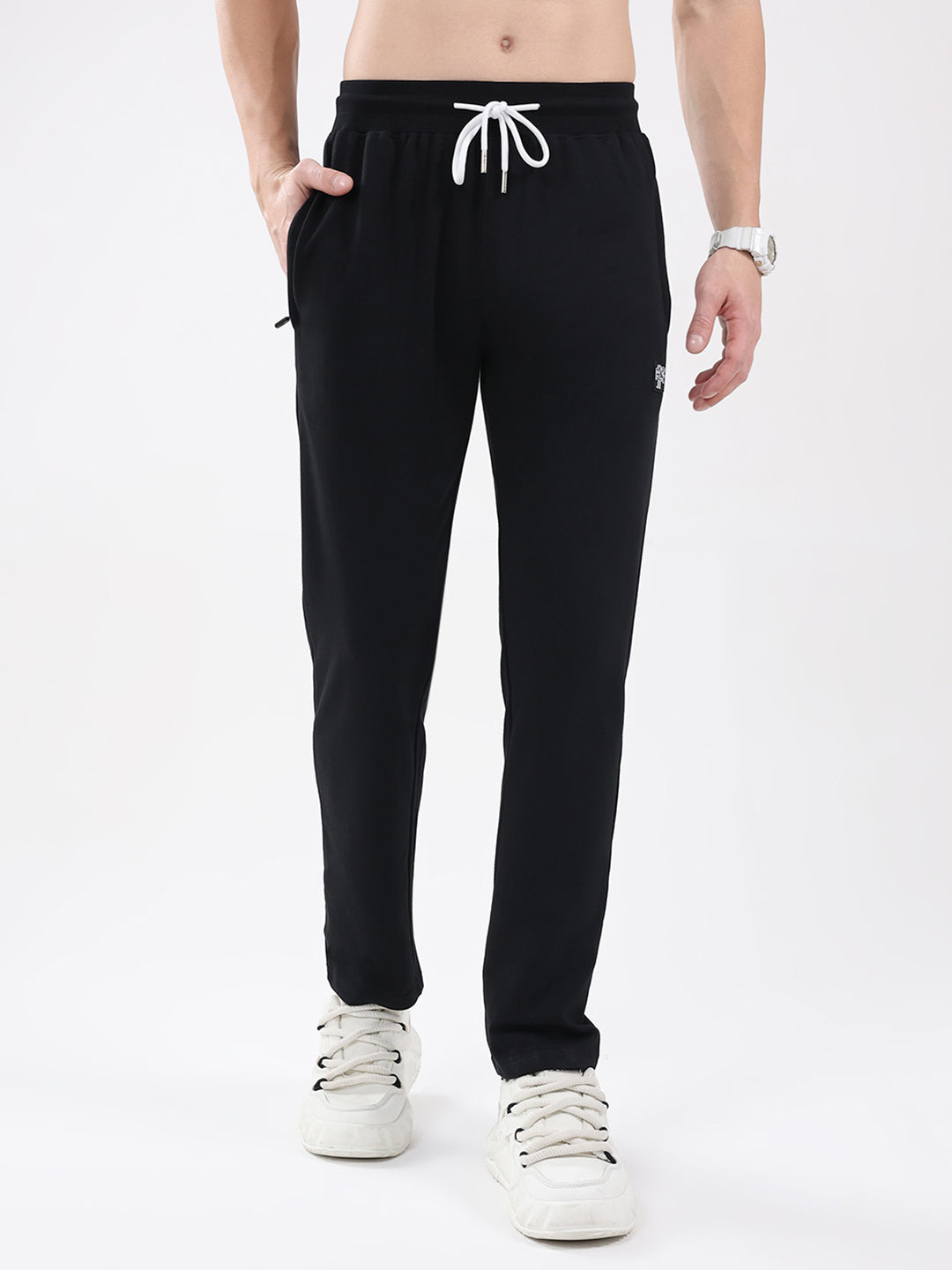 Rock.it Men Black Solid Regular Fit Winter Lower