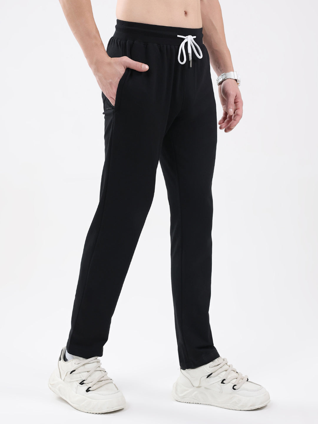 Rock.it Men Black Solid Regular Fit Winter Lower