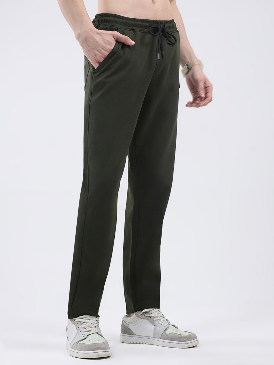 Rock.it Men Olive Solid Regular Fit Winter Lower