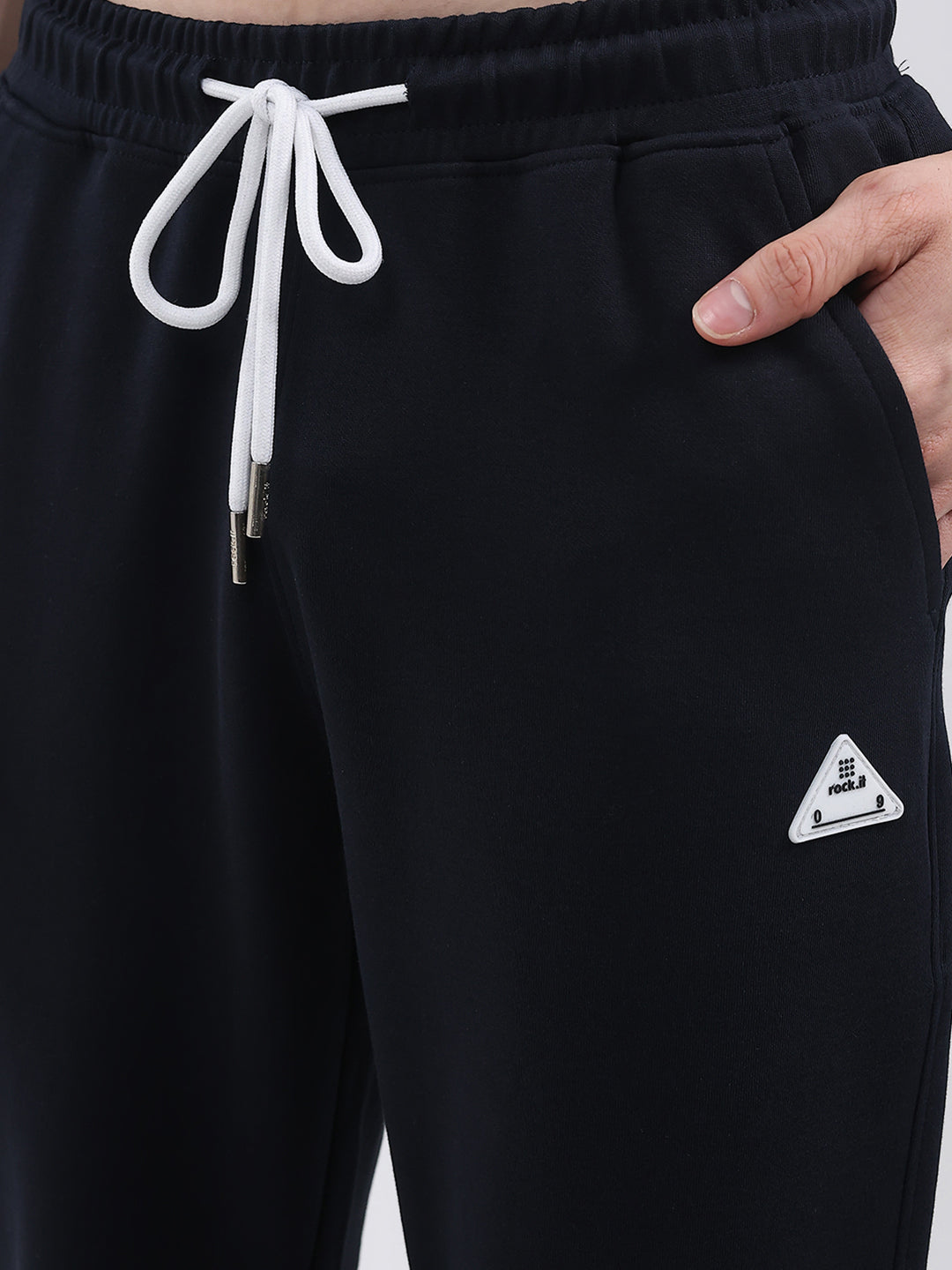 Rock.it Men Navy Blue Solid Regular Fit Winter Lower