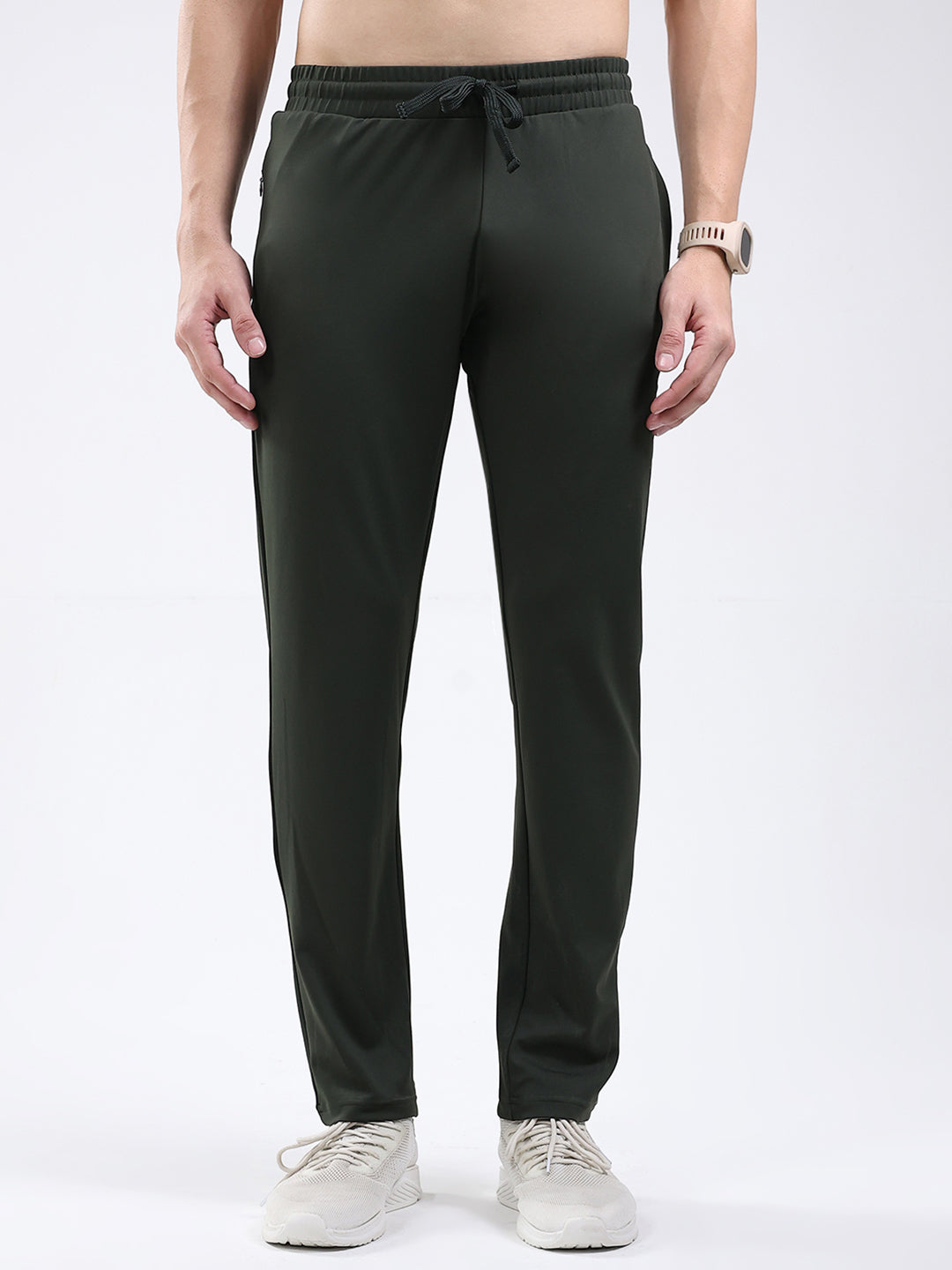 Rock.it Men Olive Solid Regular Fit Winter Lower