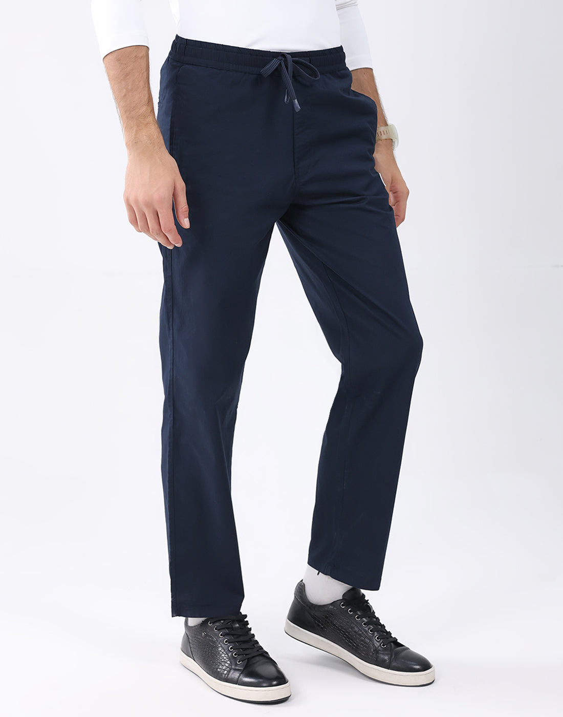 Rock.it Men Navy Blue Solid Regular Fit Winter Lower