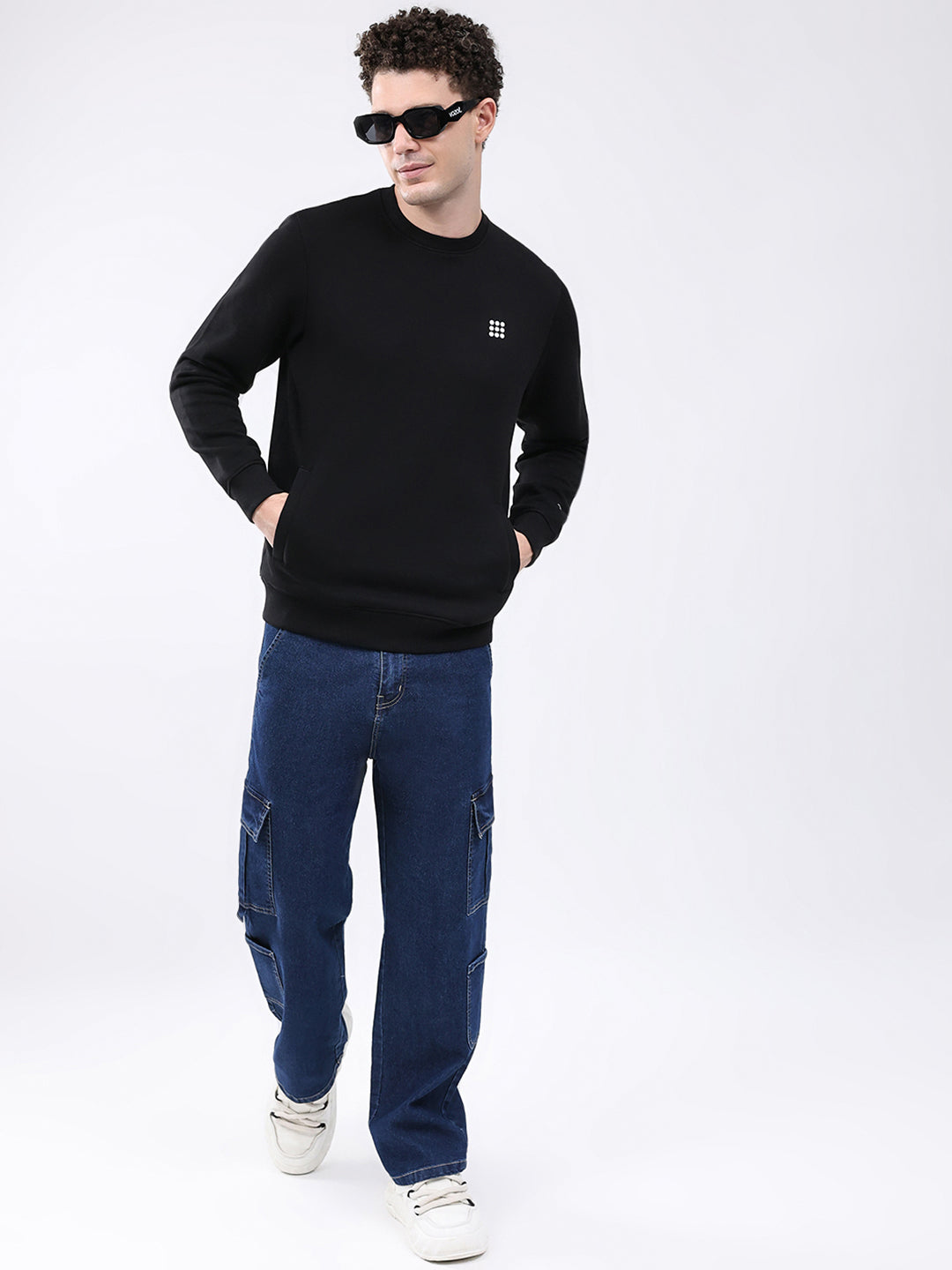 Rock.it Men Black Solid Round Neck Full Sleeve Sweatshirt
