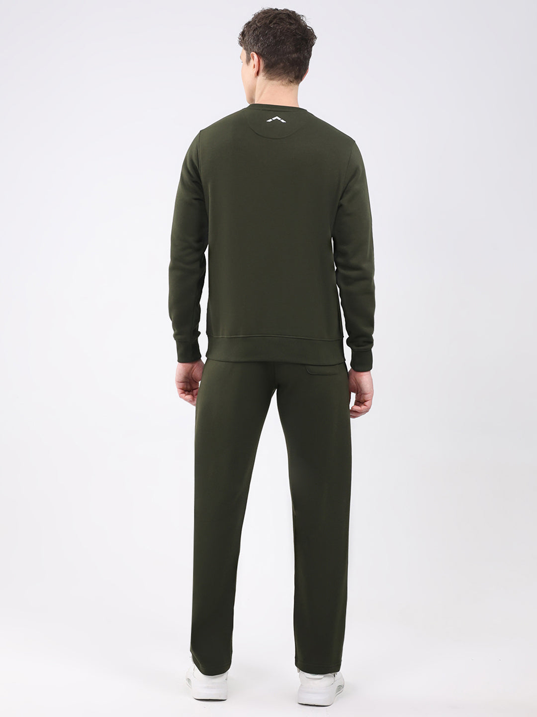 Rock.it Men Olive Solid Round Neck Sleeveless Winter Tracksuit
