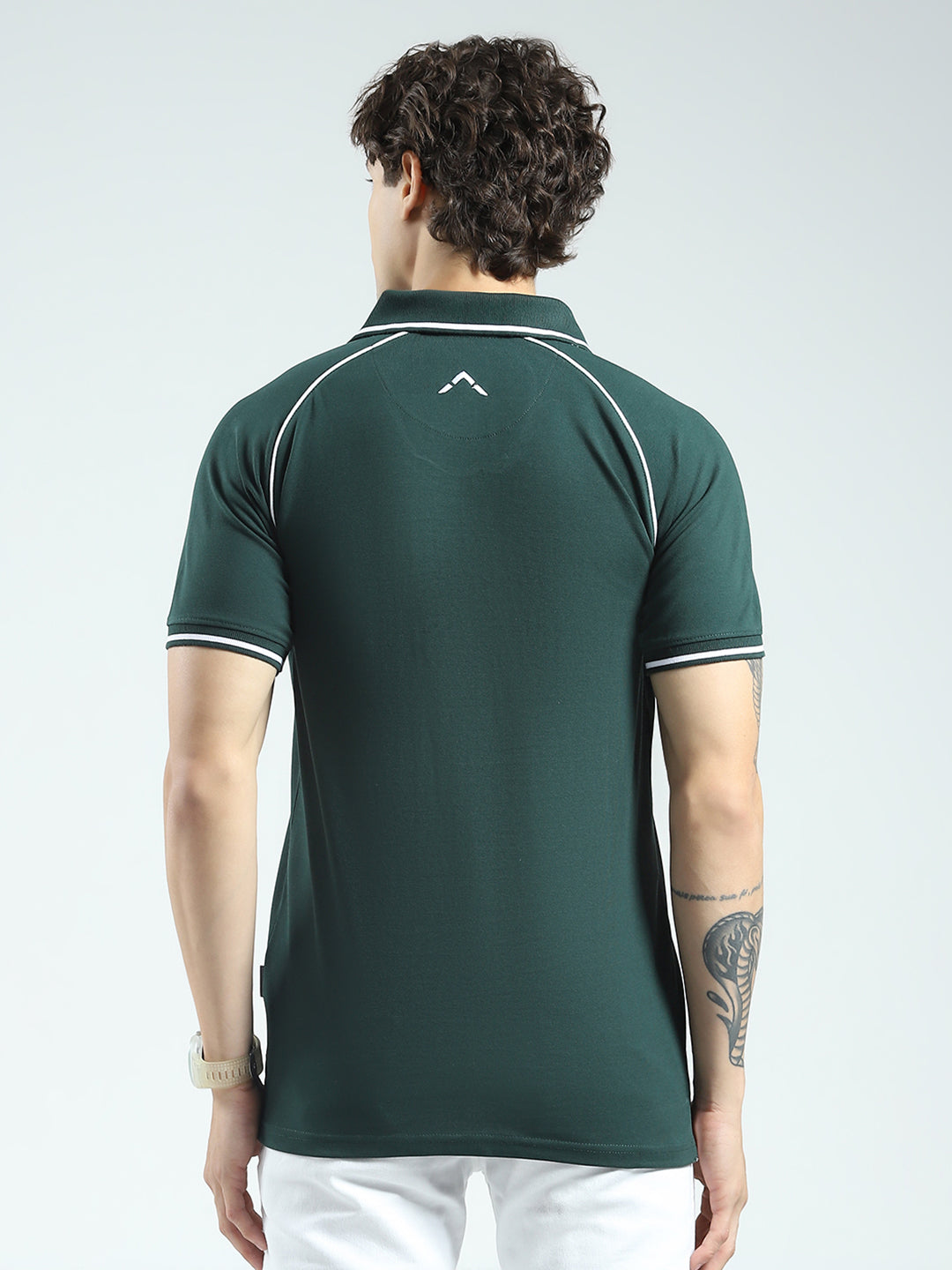 Rock.it Men Green Solid Collar Half Sleeve T-Shirt